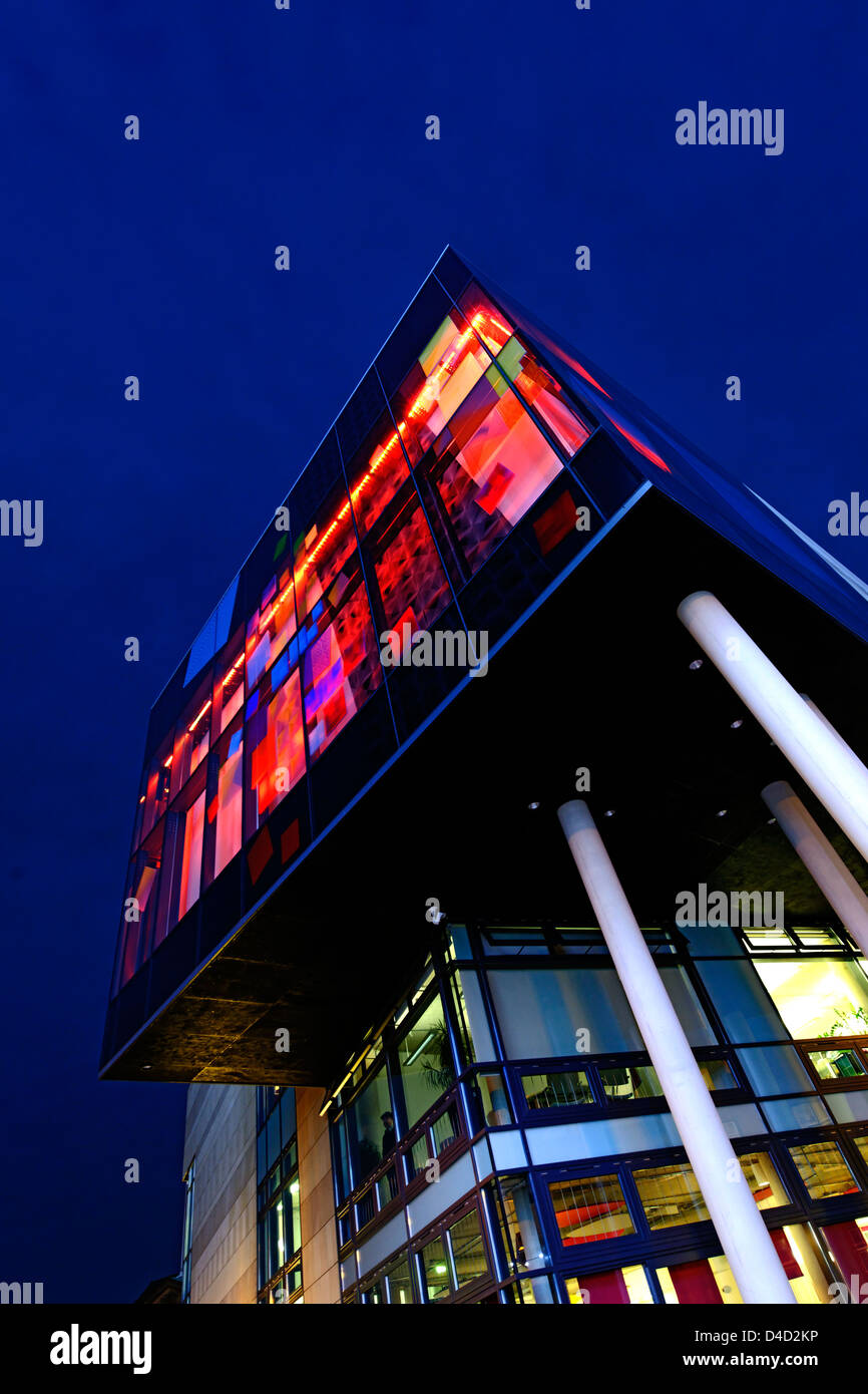 The Quad Arts Centre, Derby, England, at night Stock Photo