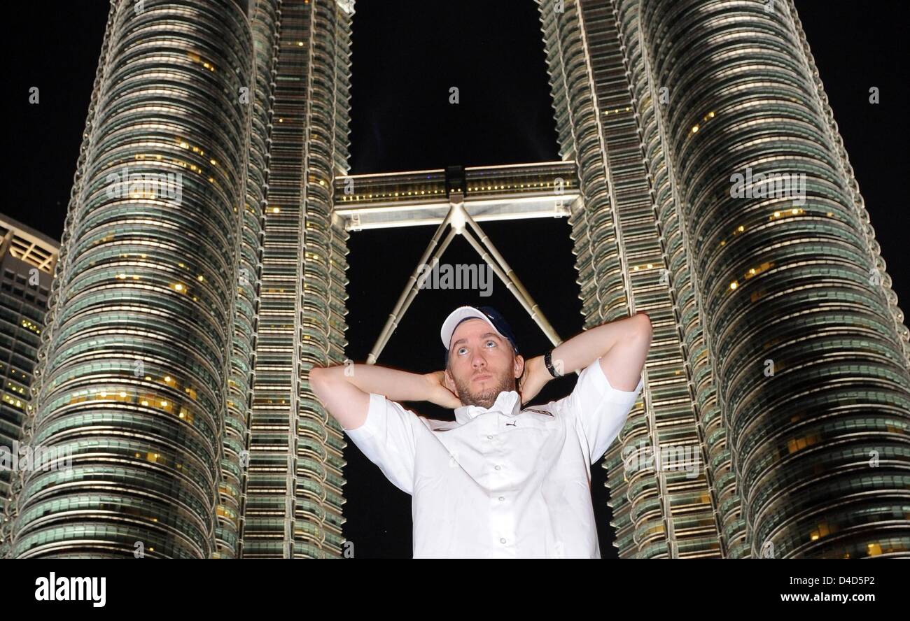 German Formula One driver Nick Heidfeld of BMW Sauber poses in front of