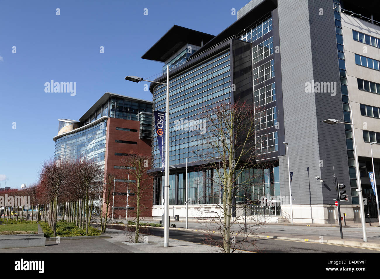 Modern office buildings in the International Financial Services District on the Broomielaw in Glasgow city centre, Scotland, UK Stock Photo