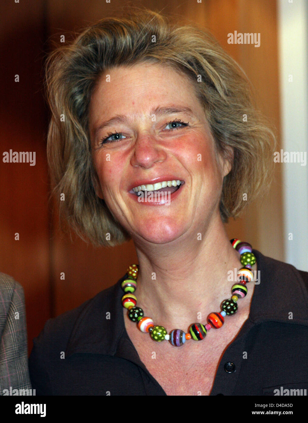 Delphine Boel is pictured during the presentation of her book 'De navelstreng doorknippen' ('To cut the umbilical cord') in Bruxelles, Belgium, 09 April 2008. She claims to be the daughter of Albert II of Belgium and Sybille, Baroness de Selys Longchamps. Although King Albert does not acknowledge her as his daughter, Boel's paternity link with the King is often reported as a fact b Stock Photo