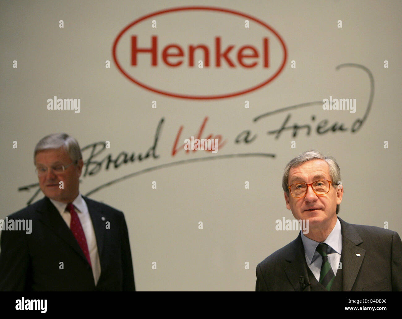 Henkel CEO Ulrich Lehner (R) is pictured with Werner Wenning, member of