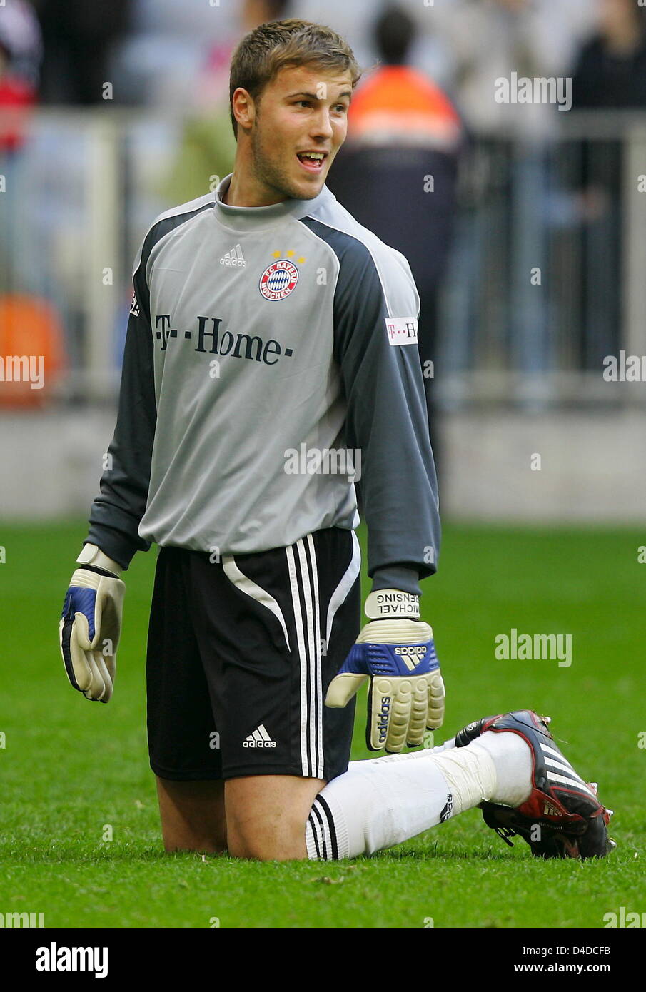 Munich's sub goalie Michael Rensing smiles in the German Bundesliga ...