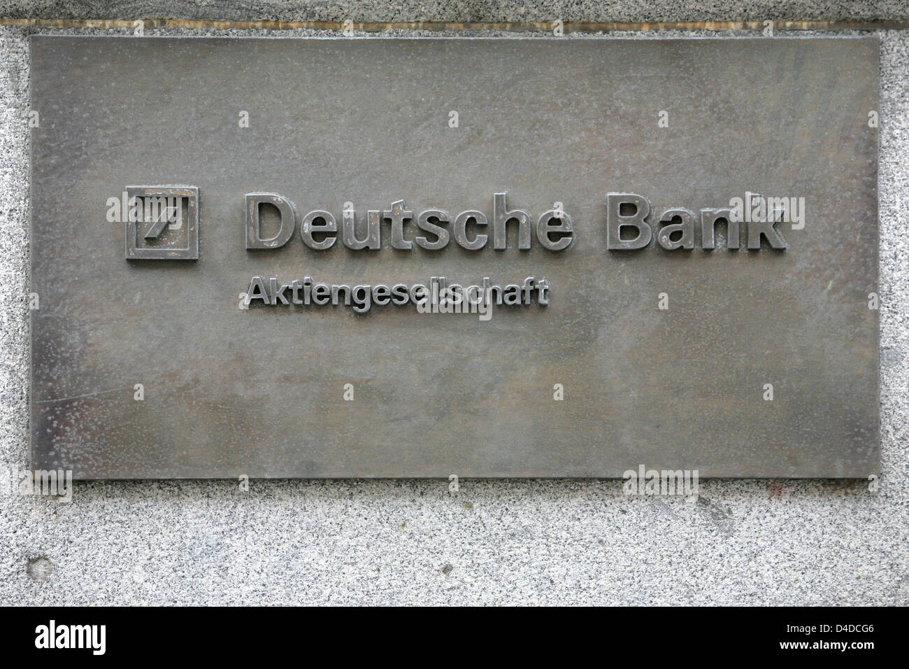 A signboard of the Deutsche Bank pictured in Hamburg, germany, 28 March 2008. Photo: Bodo Marks Stock Photo