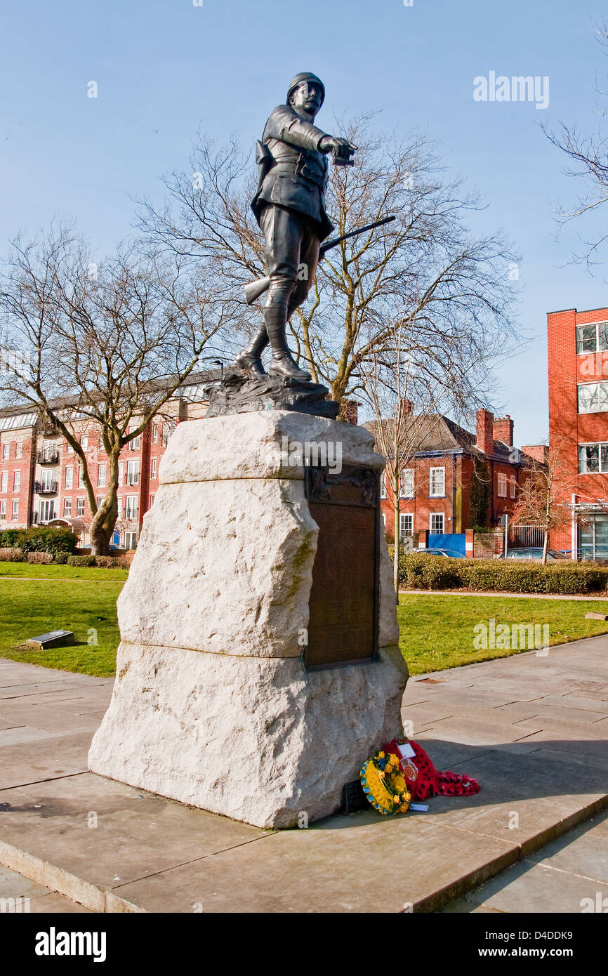 Statue of Lt Col William McCarthy O'Leary in Queen's Gardens, Warrington, Lancashire Stock Photo