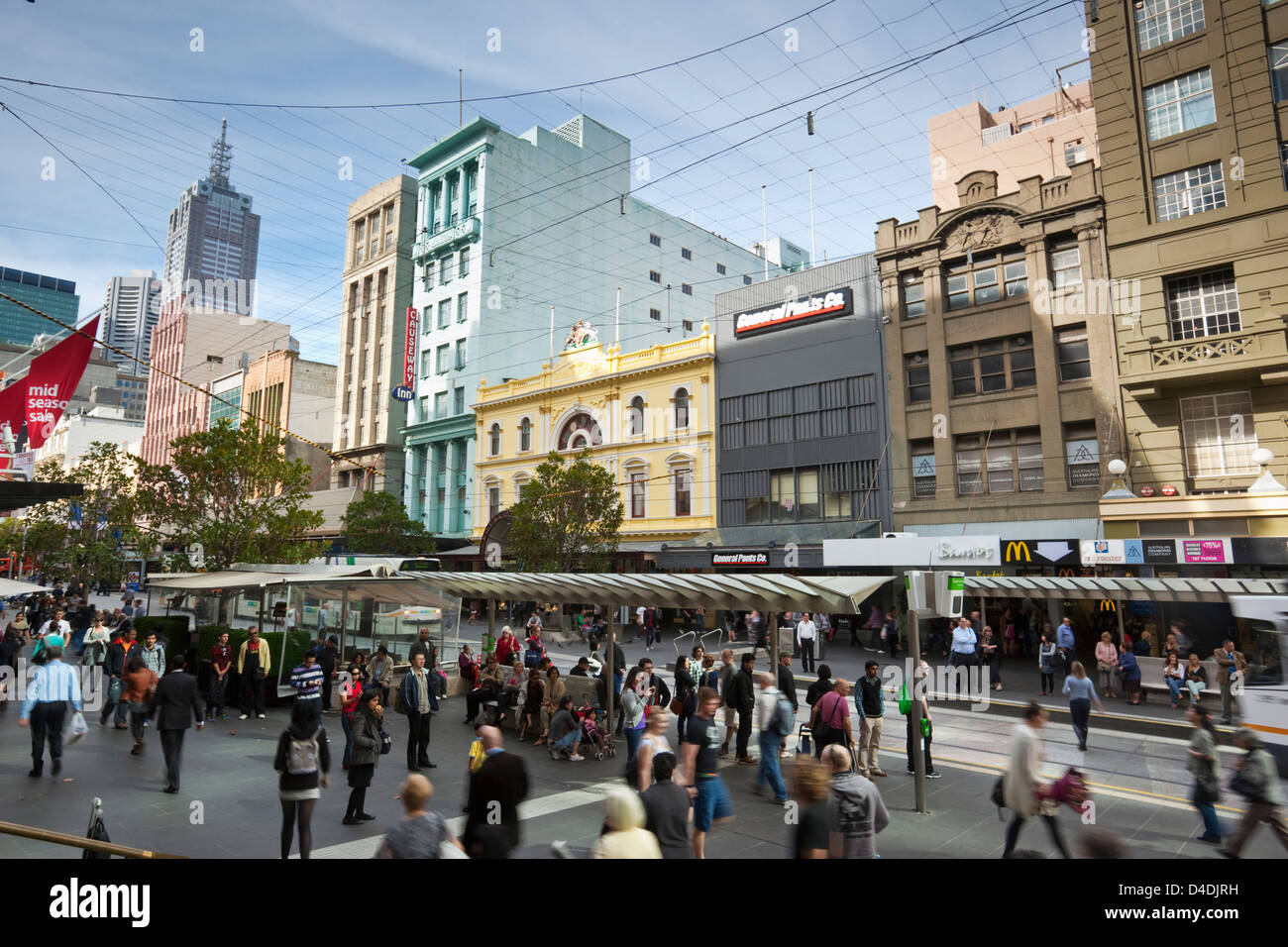 Busy Bourke Street Mall. Melbourne, Victoria, Australia Stock Photo