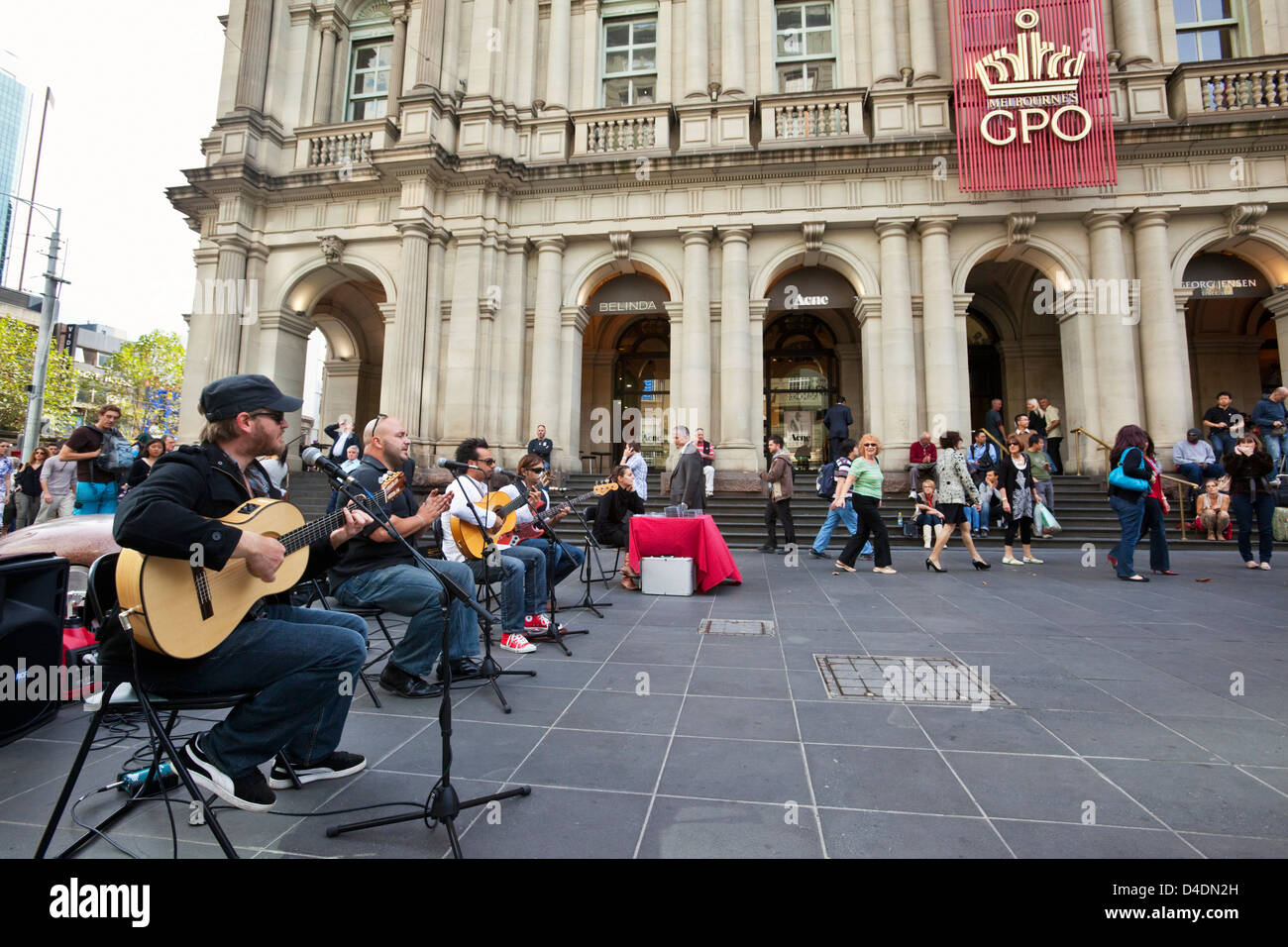 Band entertaining shoppers in the Bourke Street Mall. Melbourne, Victoria, Australia Stock Photo