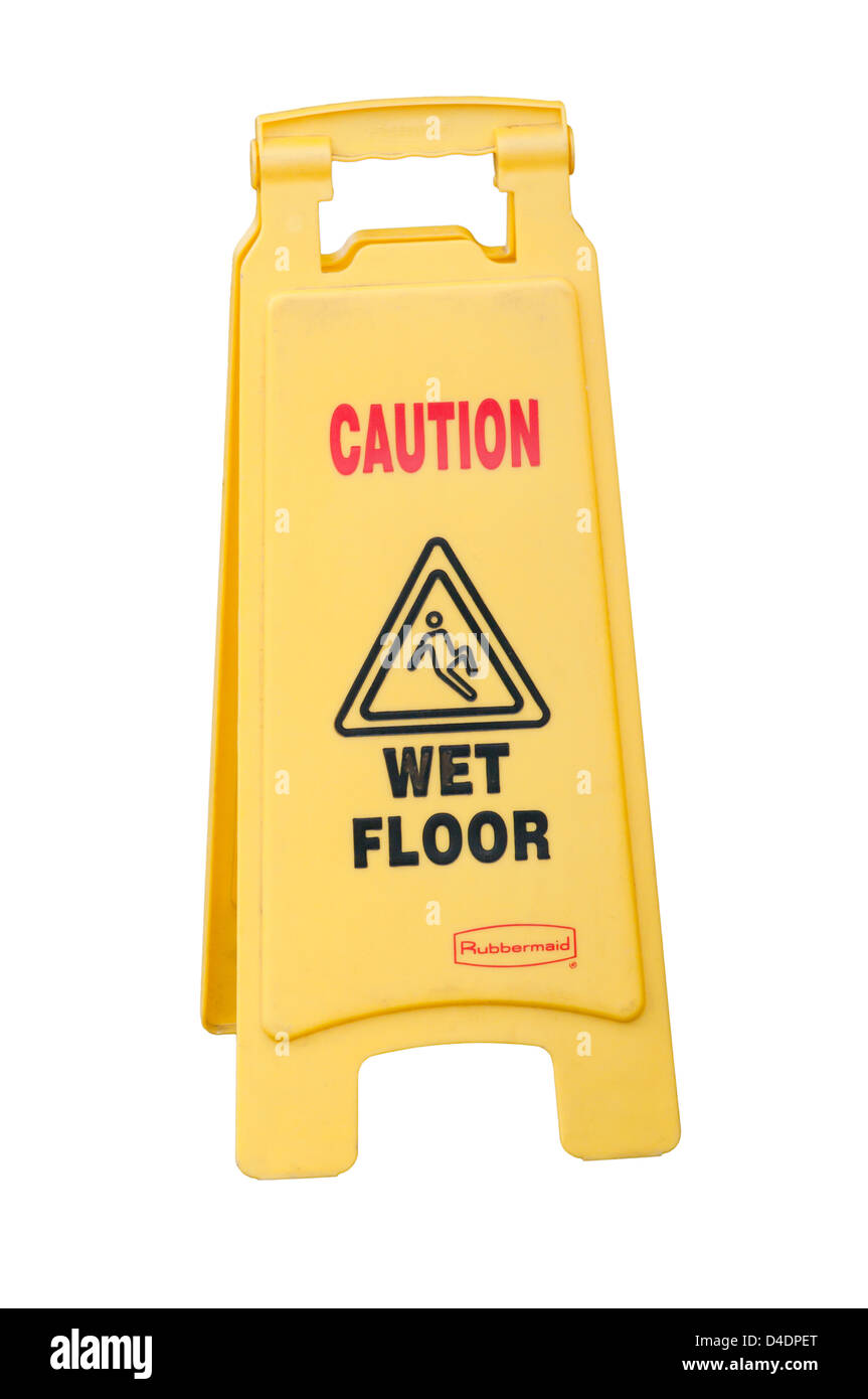 Yellow Caution Wet Floor Sign Stock Photo