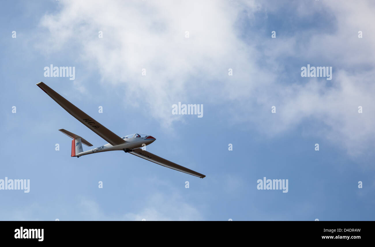 Glider in the sky above the Midland Gliding Club on the Long Mynd, near