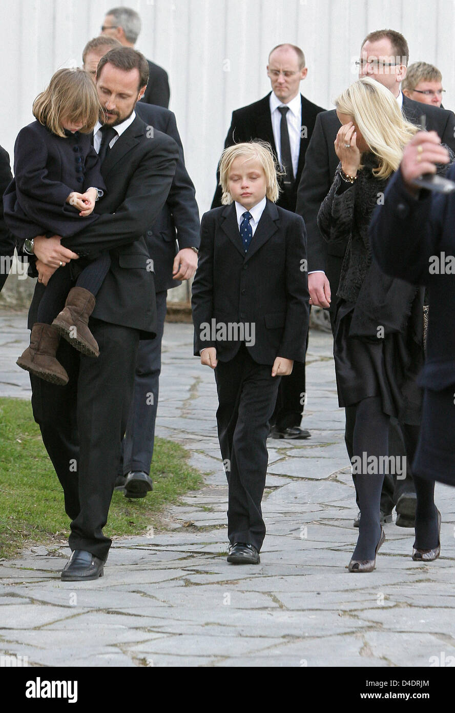 Princess Mette Marit Of Norway Prince Haakon Their Daughter Princess Ingrid Alexandra L And Mette Marit S Son Marius Are Pictured At The Funeral Of Rolf Berntsen Princess Mette Marit S Stepfather Near Oddernes Church In Kristiansand