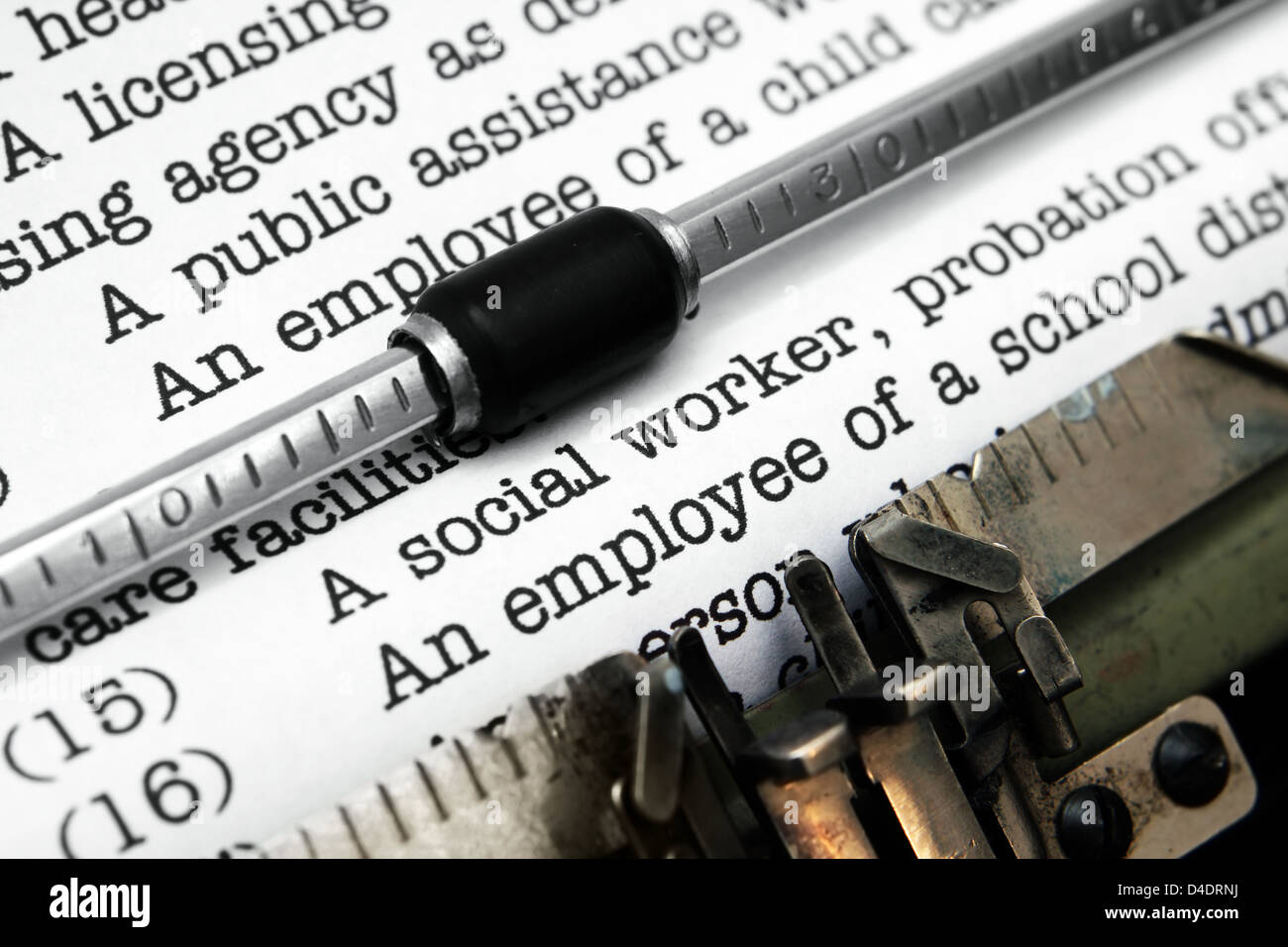 Typewriter and document Stock Photo Alamy