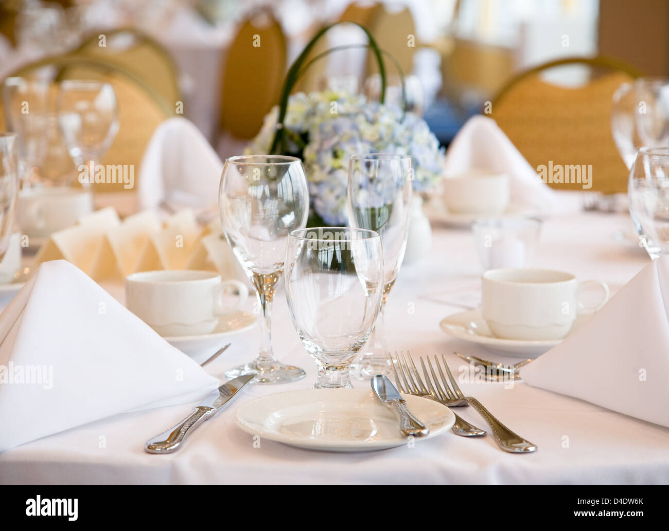 Elegant banquet wedding table setting Stock Photo