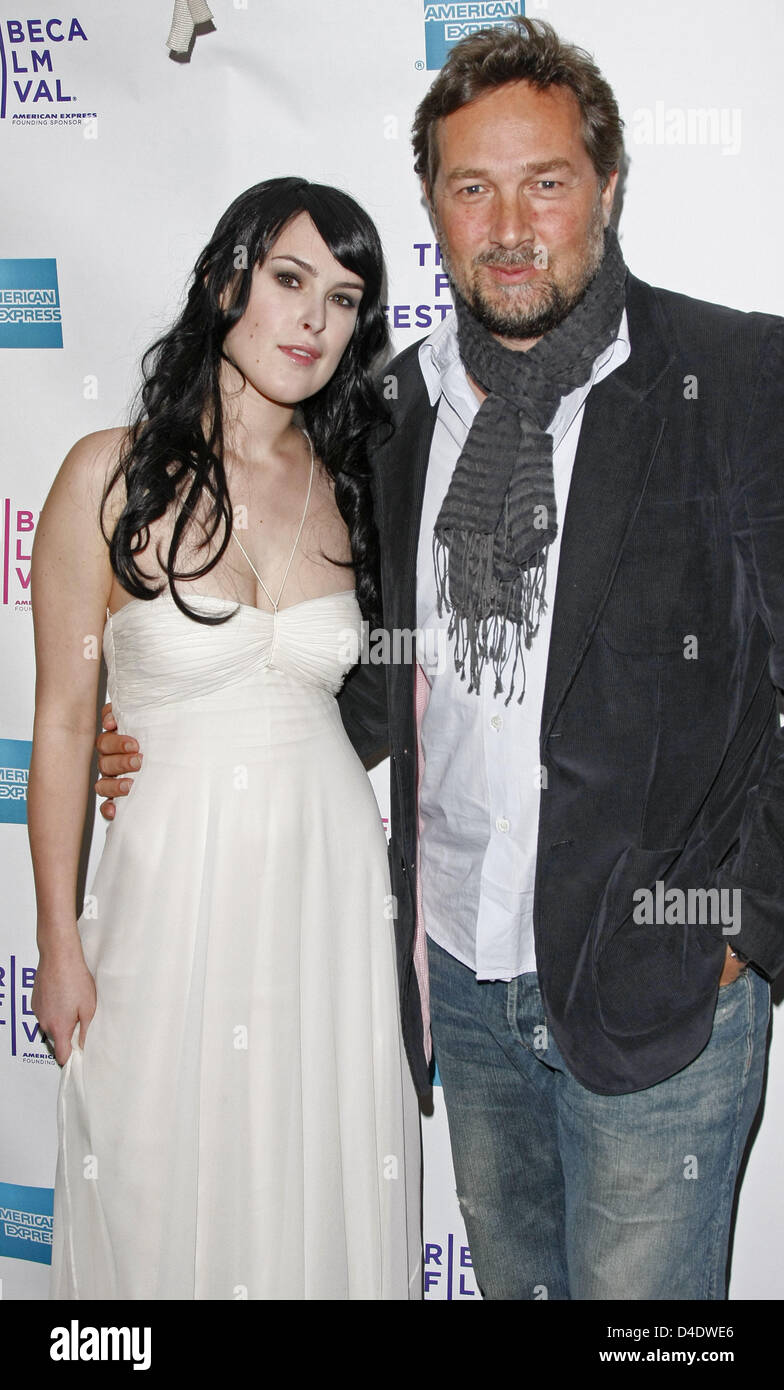 Cinematographer Phedon Papamichael and actress Rumer Willis arrive at the premeire of 'From Within' during the 7th Annual Tribeca Film Festival at AMC 19th Street Theatre in Manhattan, New York, 25 April 2008. Photo: Hubert Boesl Stock Photo