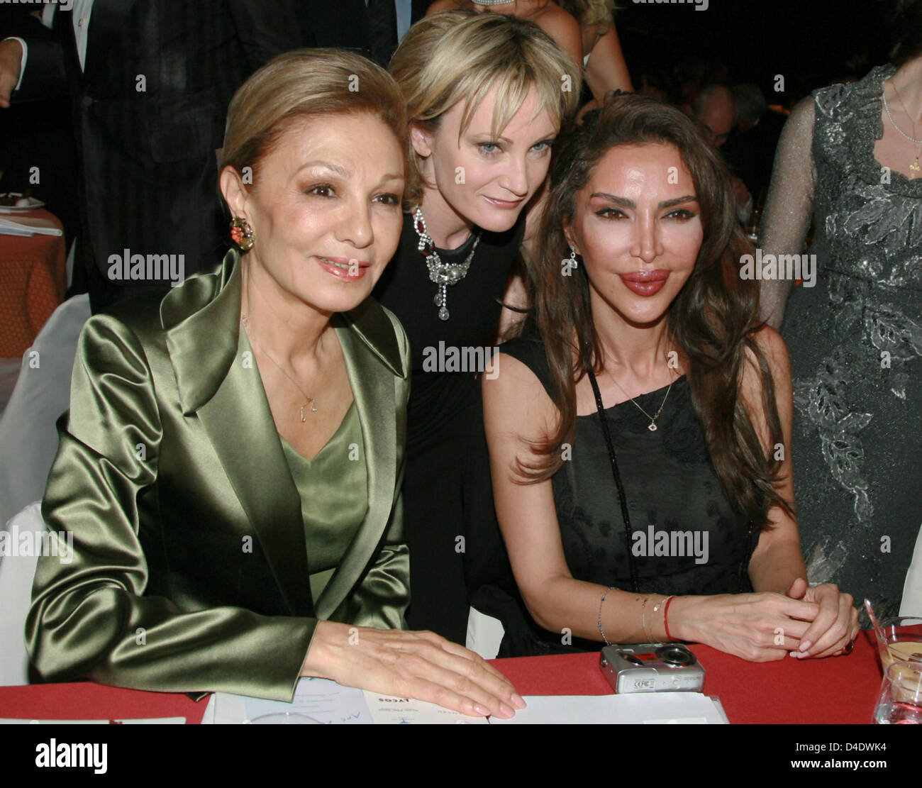 Former empress of Persia, Farah Diba Pahlavi (LR), French singer