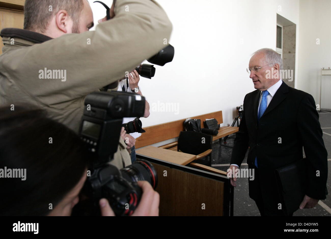 Former WestLBhead Juergen Sengera arrives at court in Duesseldorf