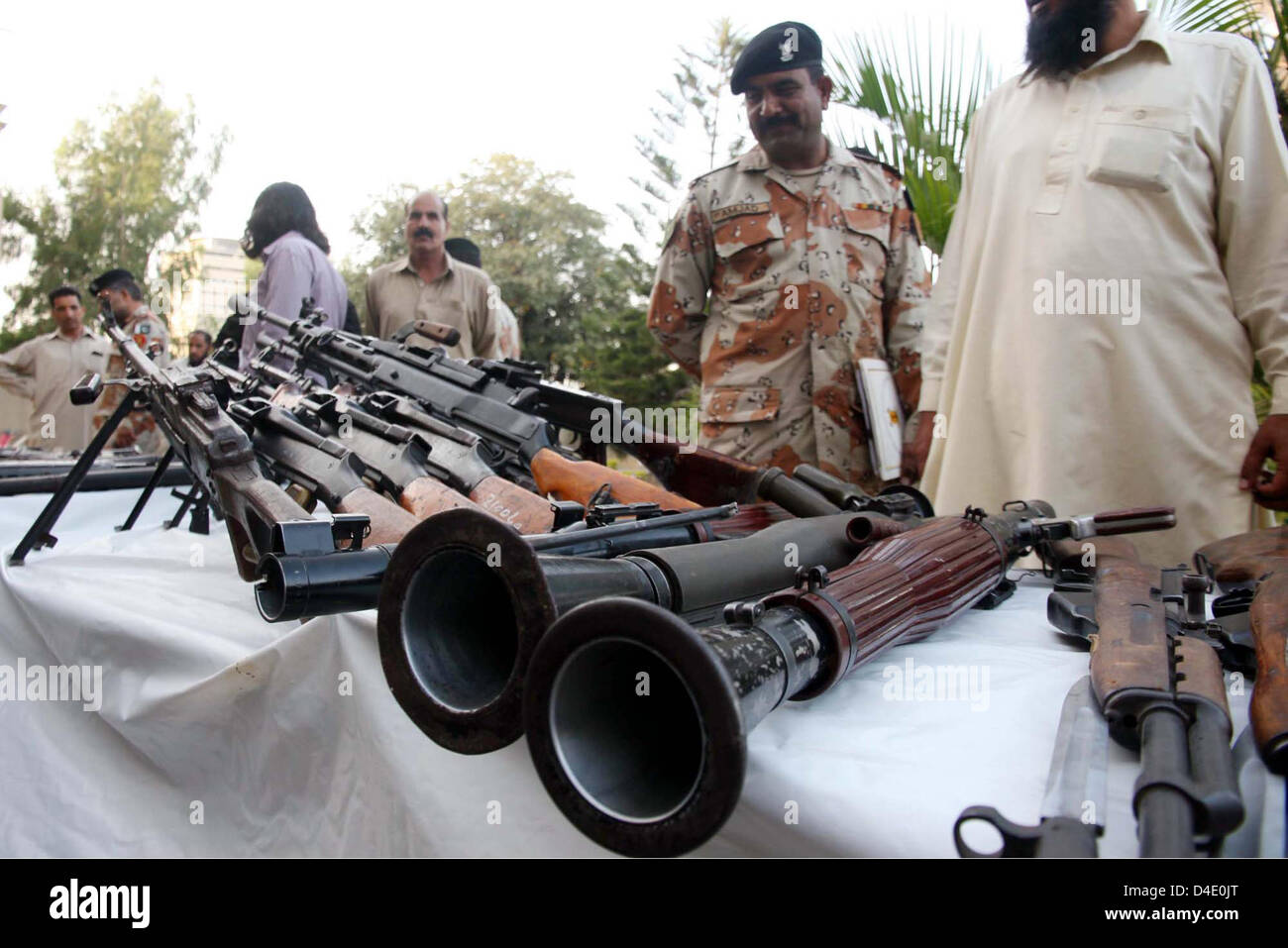 Rangers officials show seized weapons that recovered from different