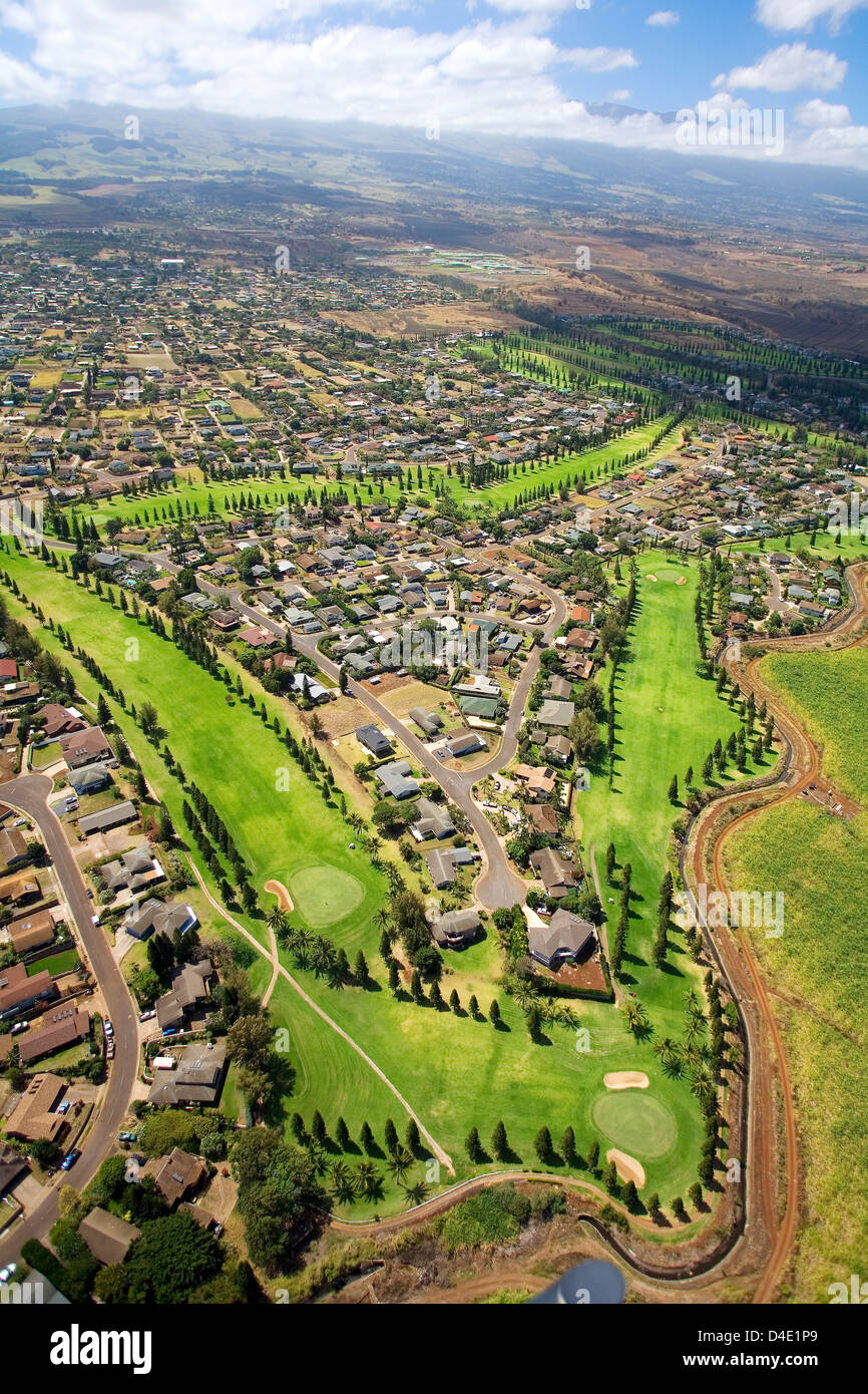 Hawaii, Maui, Pukalani, Aerial Of Pukalani Country Club Golf Course