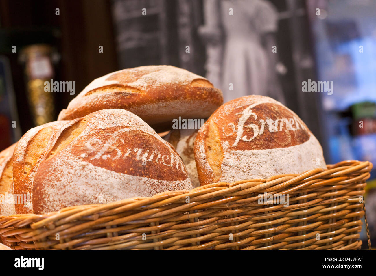 Fresh bread at Brunetti in Carlton. Melbourne, Victoria, Australia Stock Photo