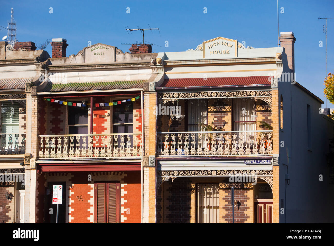 Victorian-era terraced homes in Carlton. Melbourne, Victoria, Australia Stock Photo