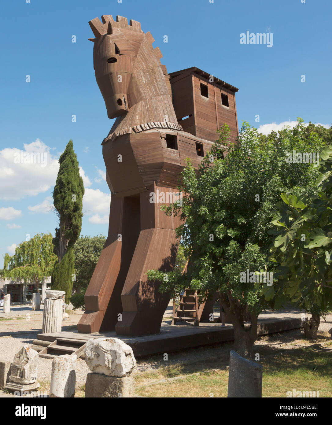Imaginary reconstruction of the trojan horse; troy canakkale province turkey Stock Photo