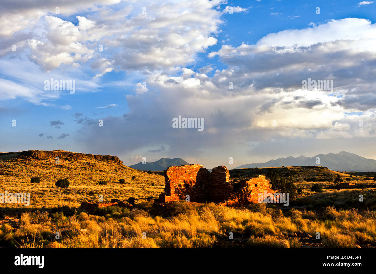 (Lomaki Pueblo) sunset at Wupatki National Monument north of Flagstaff, Arizona, Coconino National Forest. Sinaguan People's. Stock Photo