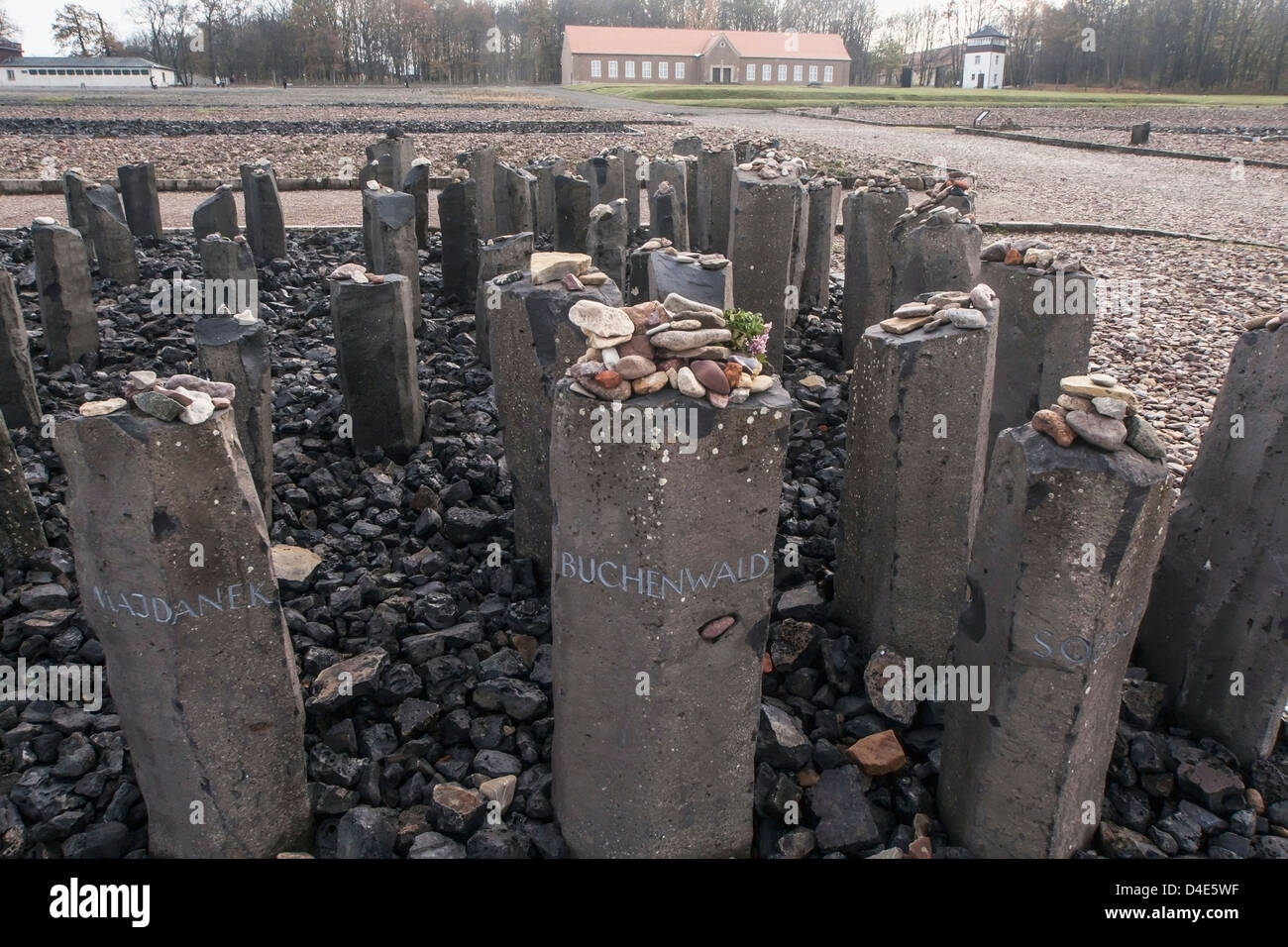 Germany, Buchenwald, Buchenwald Concentration Camp, Memorial to murdered Sinti and Romany Gypsies - Stock Image