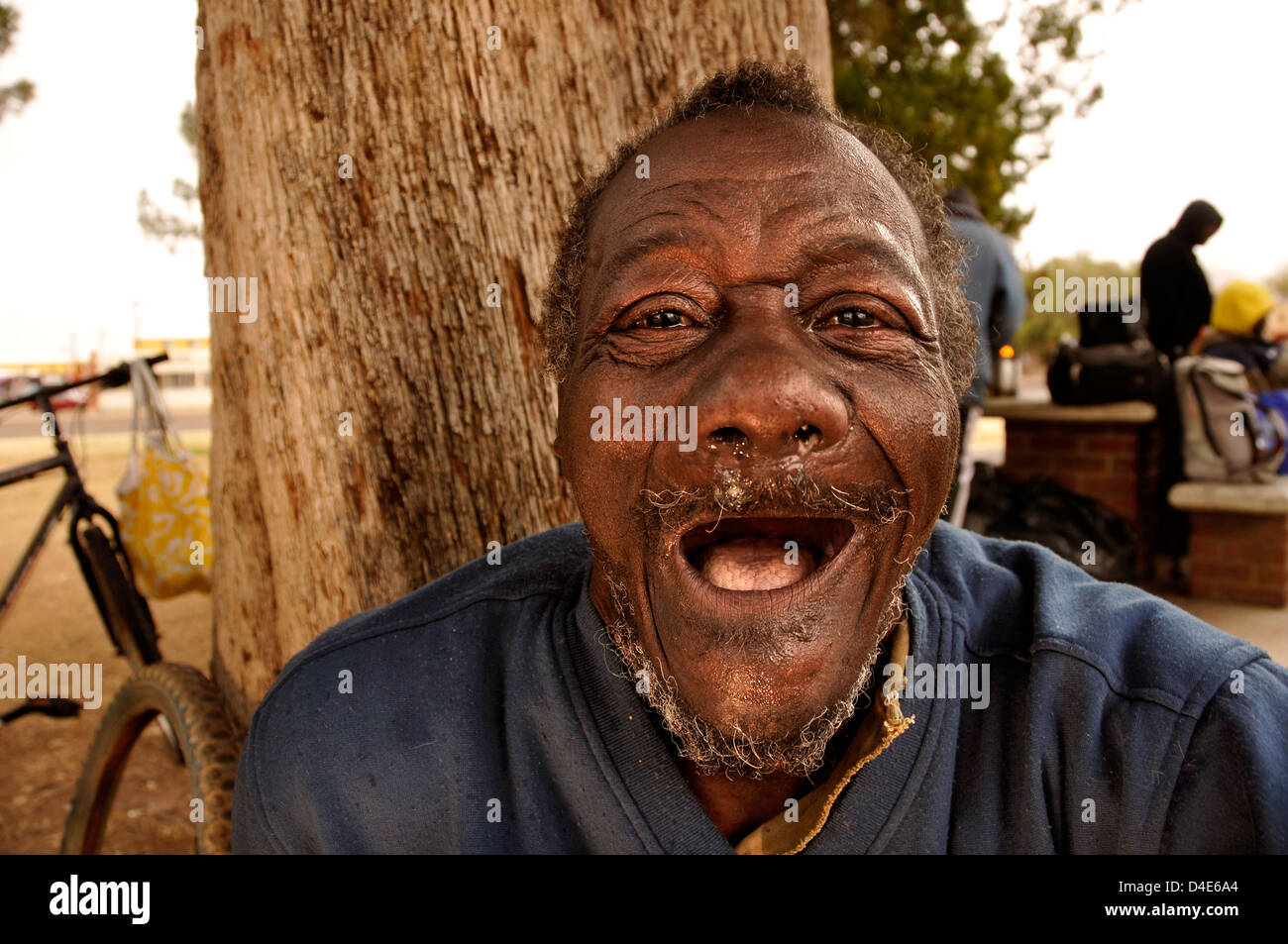 'Mitchell,' a mentally disabled homeless man, lives on the streets along with his brother in Tucson, Arizona, USA. Stock Photo