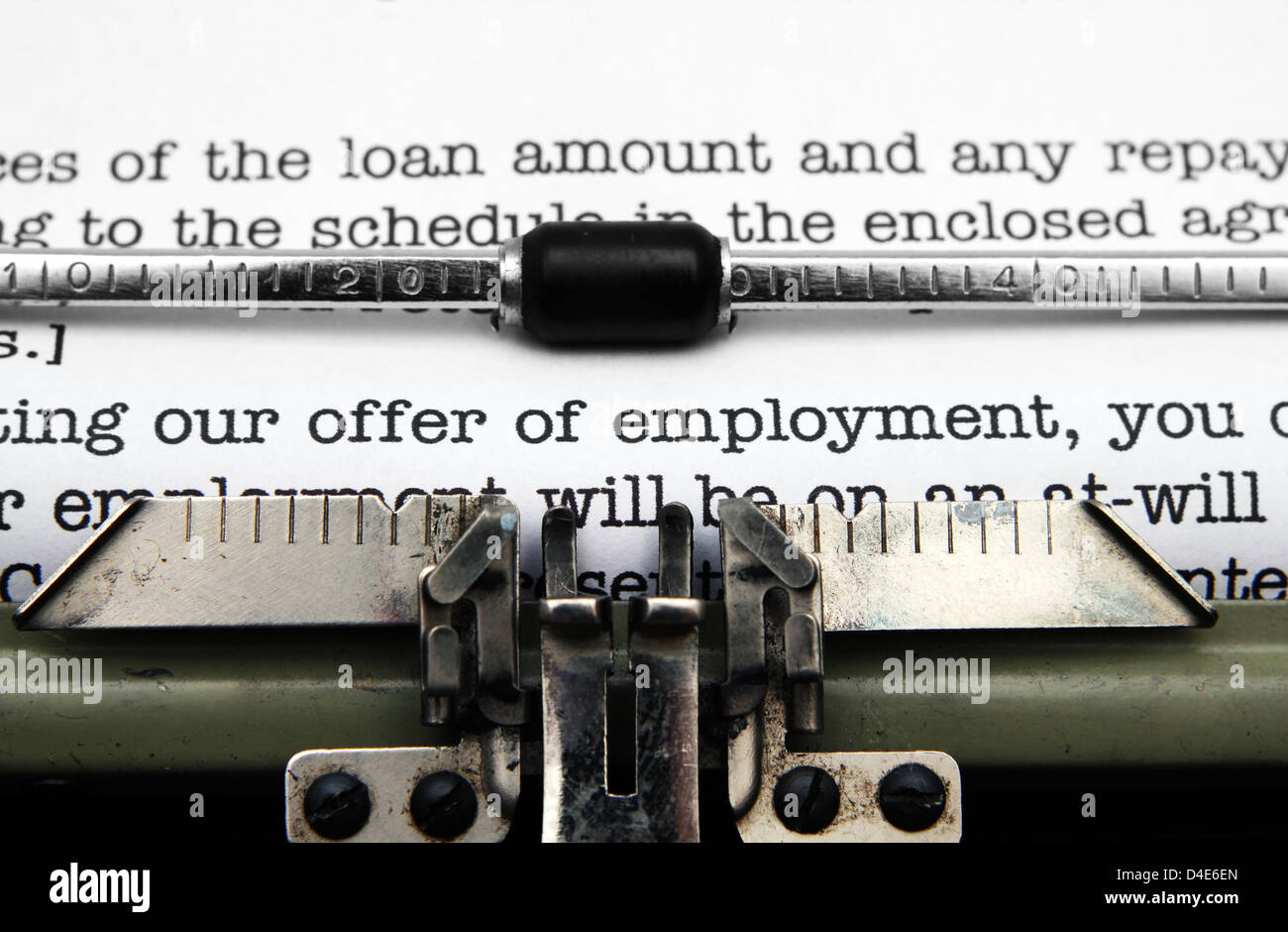 Typewriter and document Stock Photo Alamy