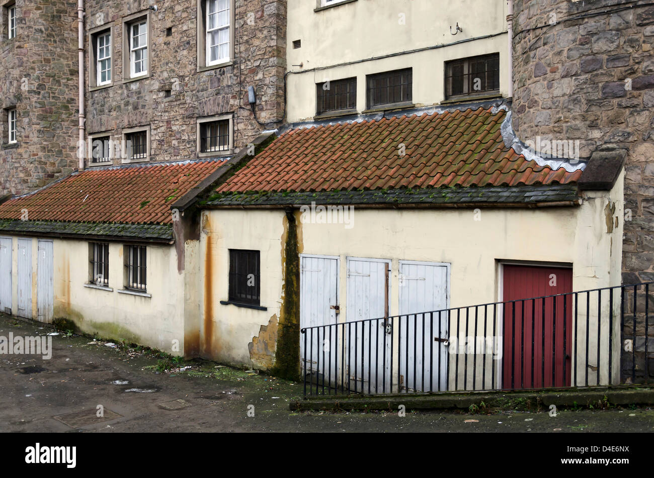 The back of a block of tenement flats near the Royal Mile in Edinburgh