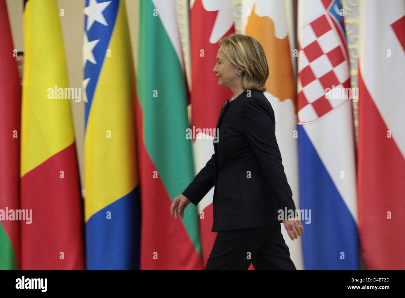 Osce Members Secretary Clinton Walks in Front of the OSCE Member States Flags Stock ...