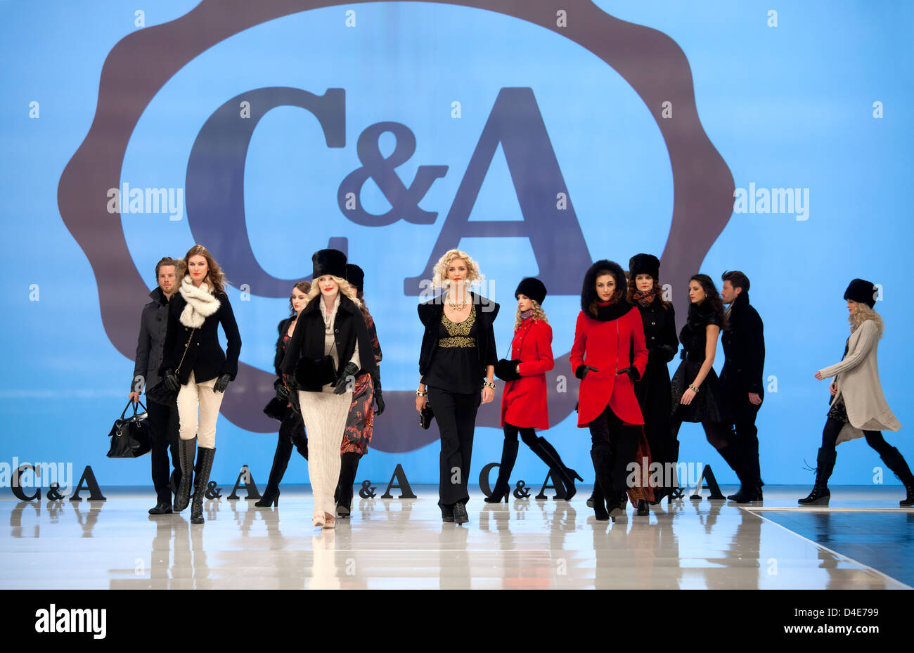 Duesseldorf, Germany, Models present on the C & A fashion show, the ...