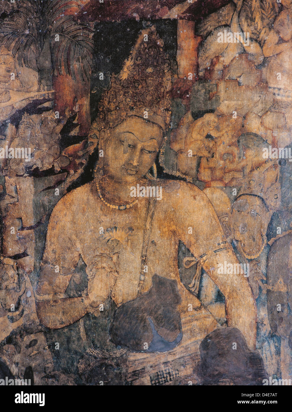 Ajanta, India "The Beautiful Bodhisattva" fifth century frescoes in a cave Stock Photo