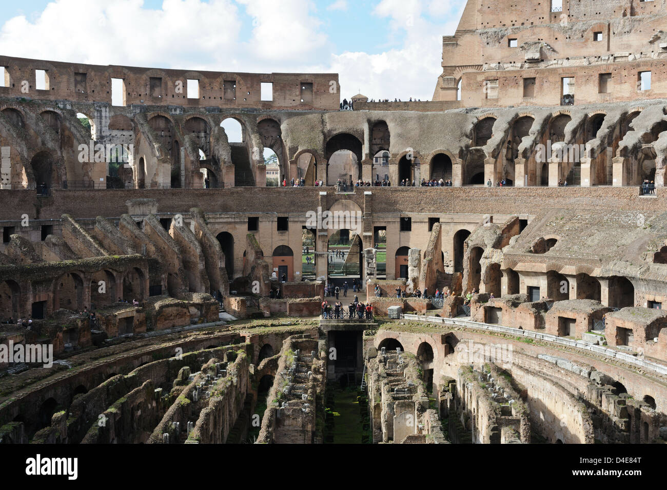 The ruins of the ancient Roman Colosseum at the heart of the Roman Empire, in Rome the capital city of modern day Italy. Stock Photo