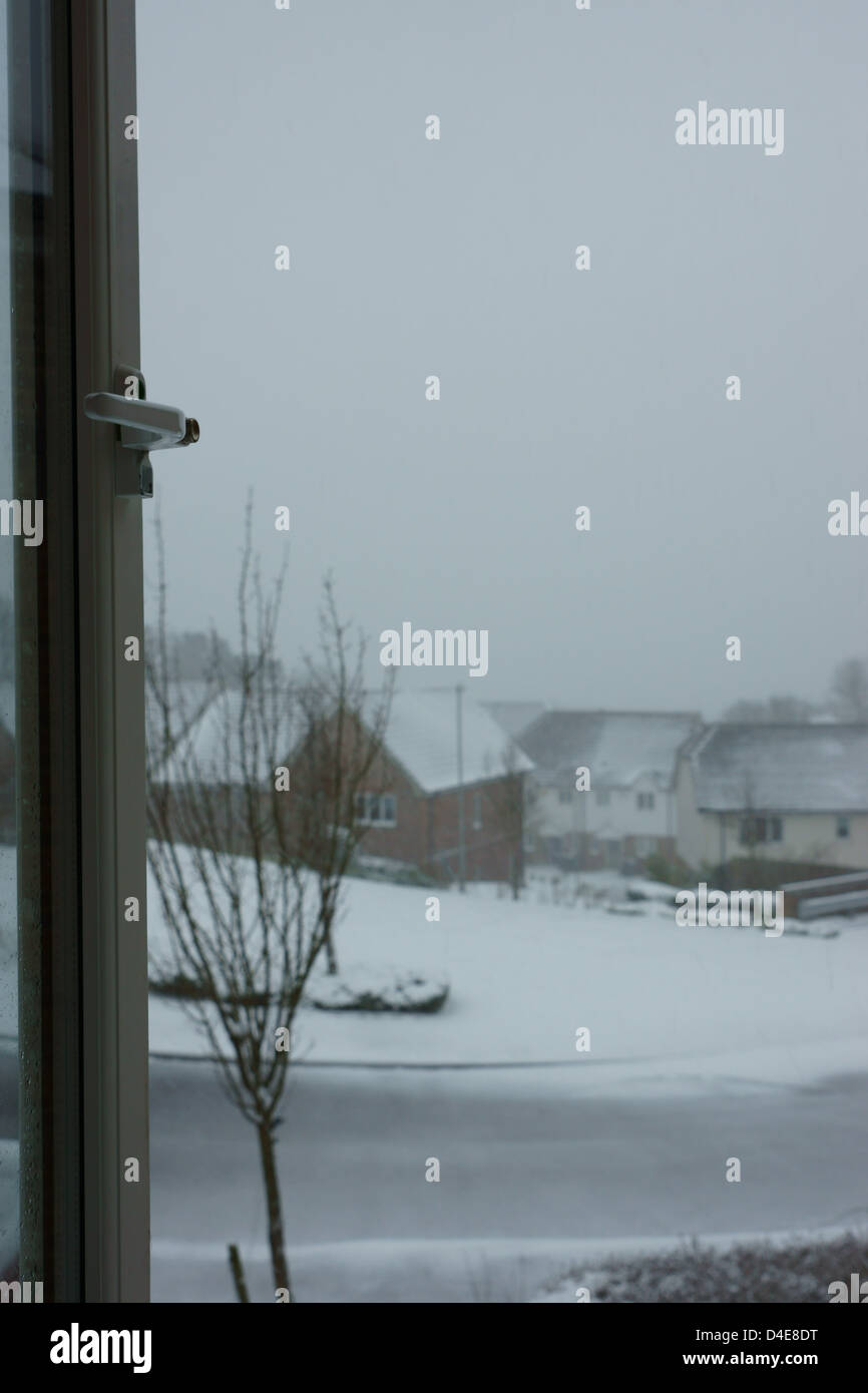 Over looking snowfall in hastings snowy landscape Stock Photo Alamy