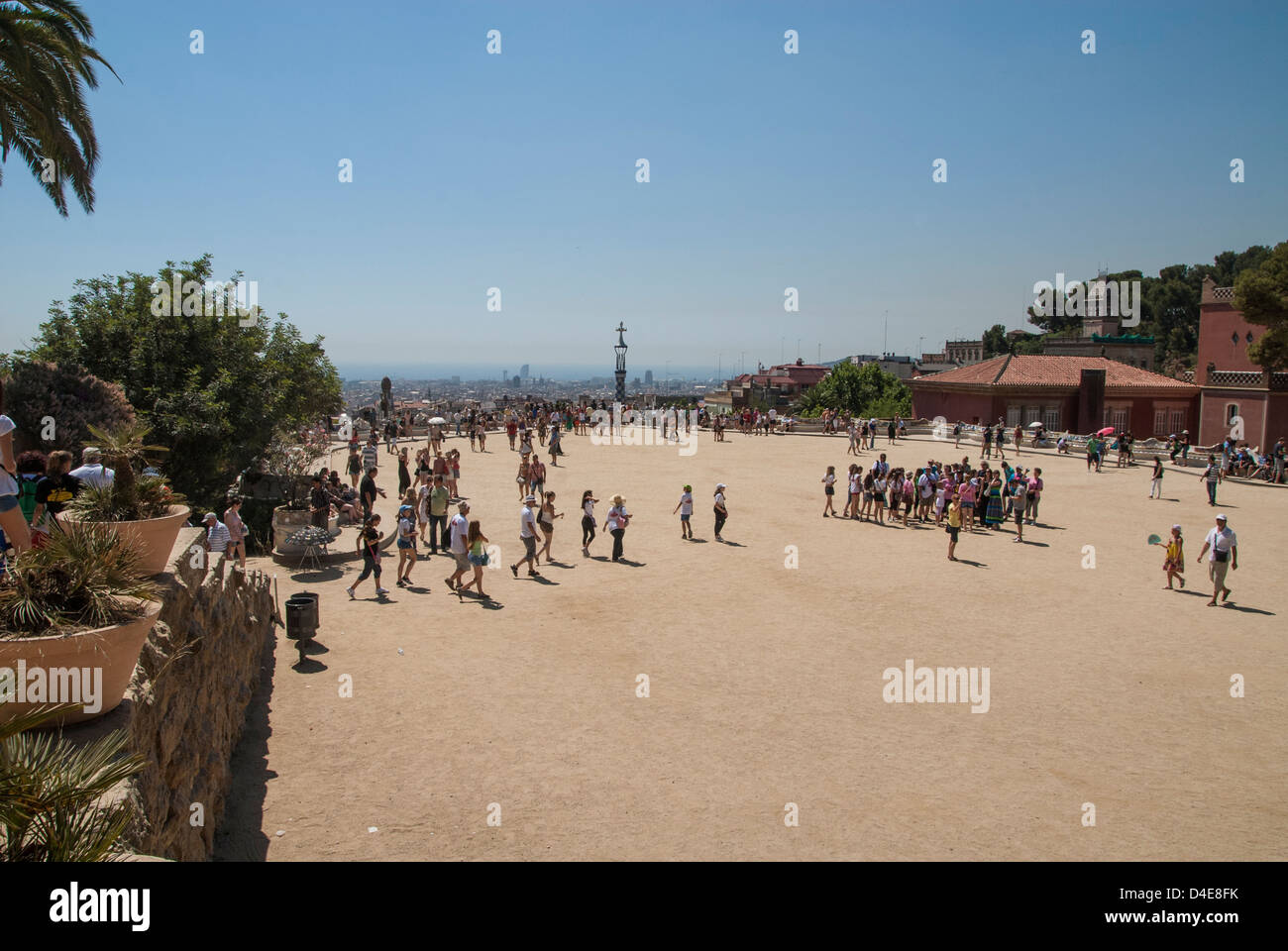 Terrace of Gaudi's Parc Guell in Barcelona, Catalunya, Spain, Europe Stock Photo