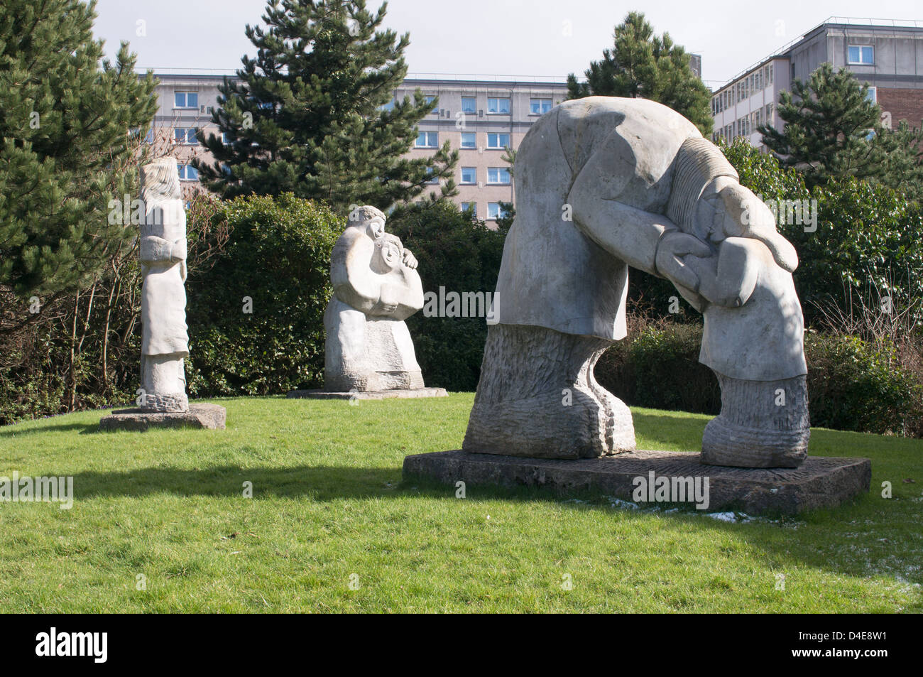 Sculpture 'The Family' by Gordon Young at Gateshead Civic Centre north east England UK Stock Photo