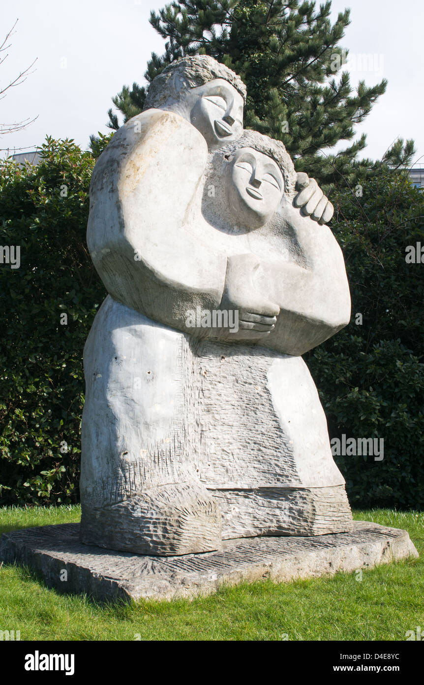 Sculpture 'The Family' by Gordon Young at Gateshead Civic Centre north east England UK Stock Photo