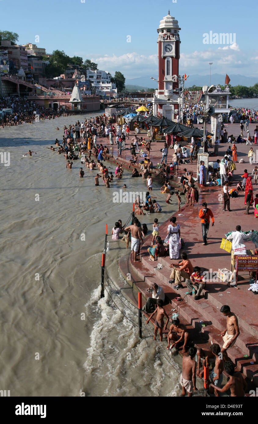 Pilgrims take the holy bath at Haridwar Stock Photo, Royalty Free Image ...