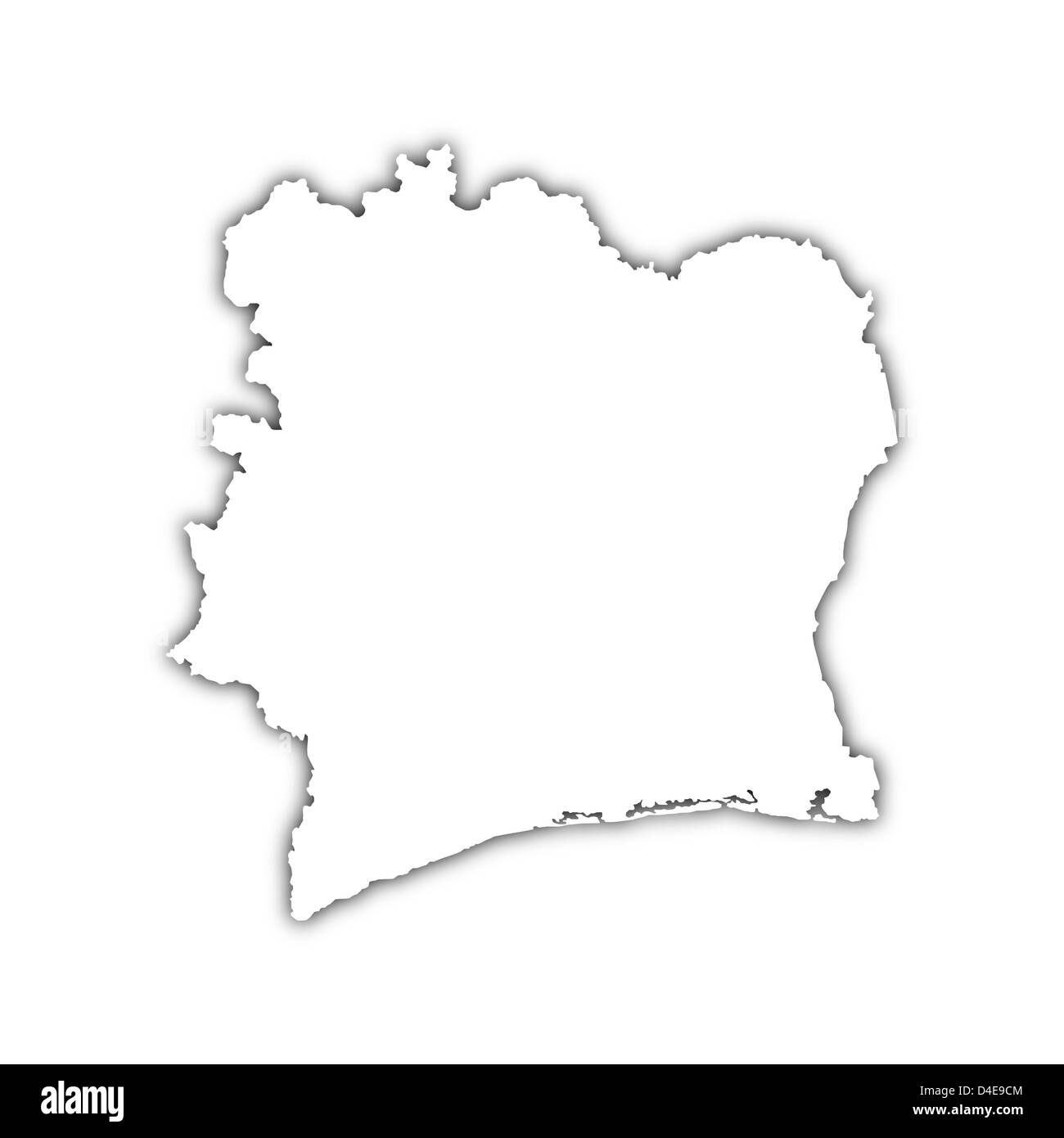 white map of côte d'ivoire on black shadow Stock Photo