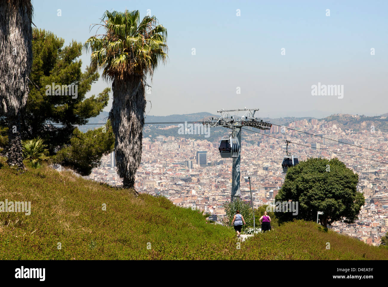 Cable car to Montjuic, Barcelona (Catalunya), Spain Stock Photo - Alamy