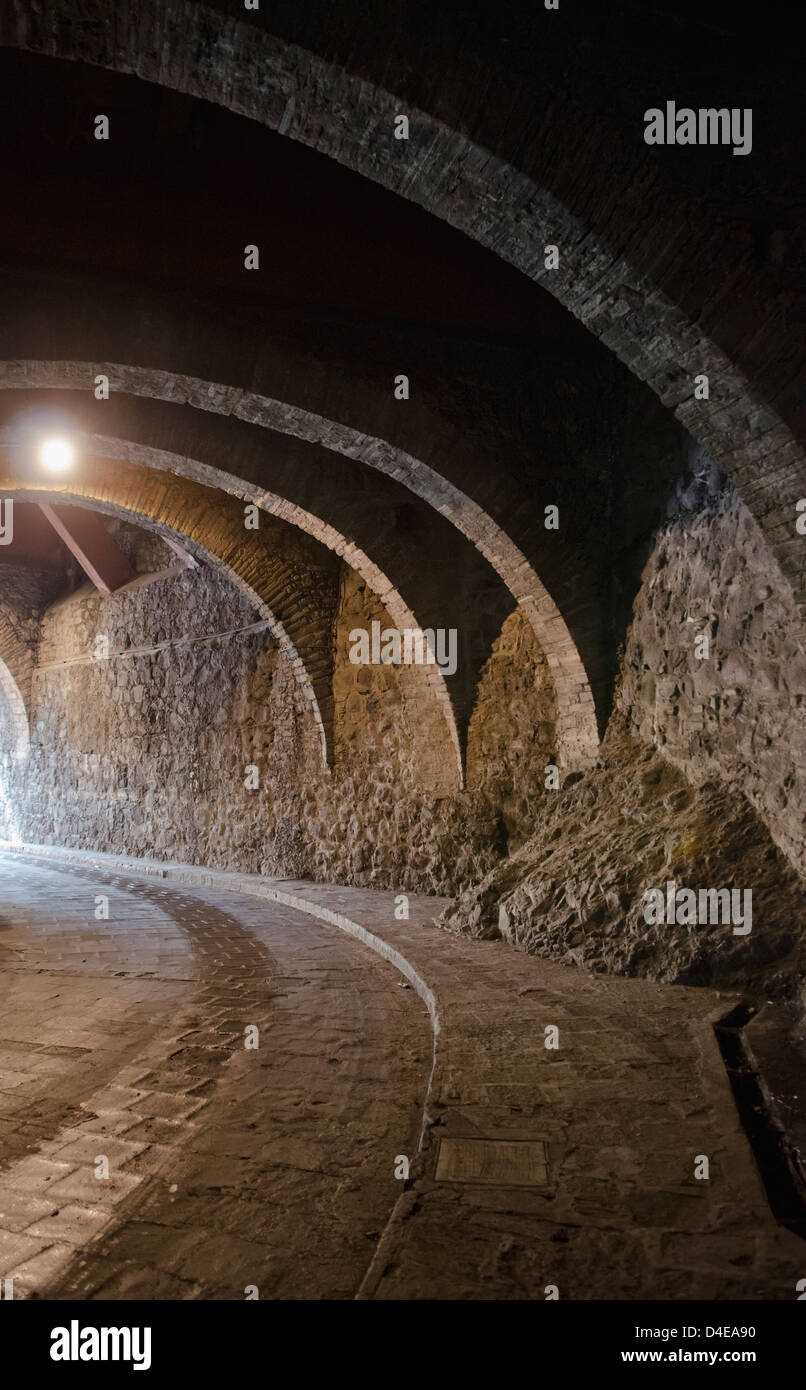 Subterranean roadway tunnel; Guanajuato, Guanajuato State, Mexico Stock Photo