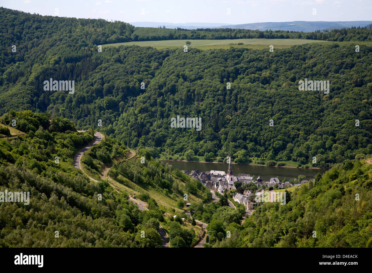 Ediger-Eller, Germany, overlooking the old town on the Mosel Stock Photo