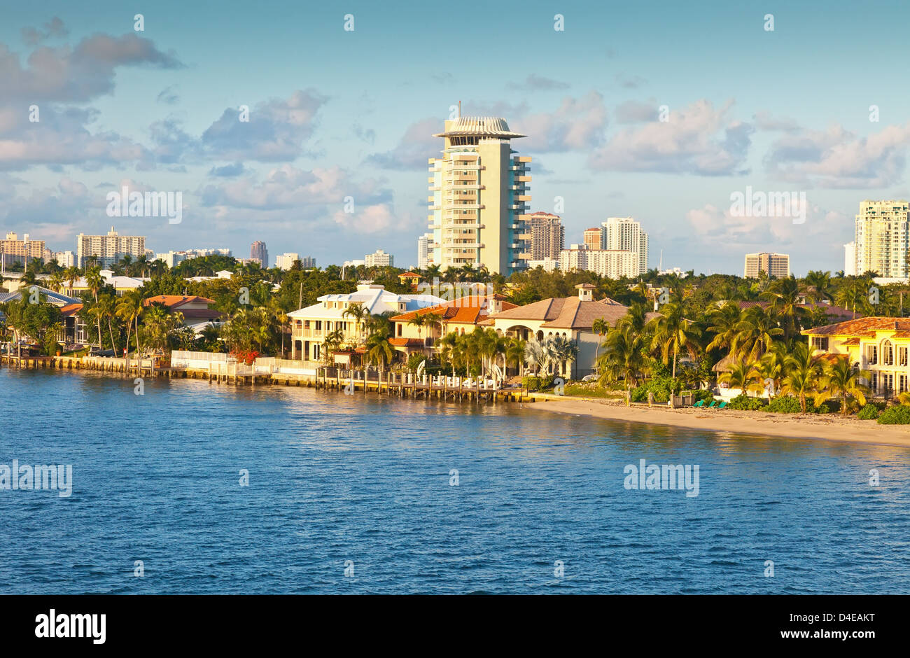 View of Fort Lauderdale, Florida, late in the day. Stock Photo