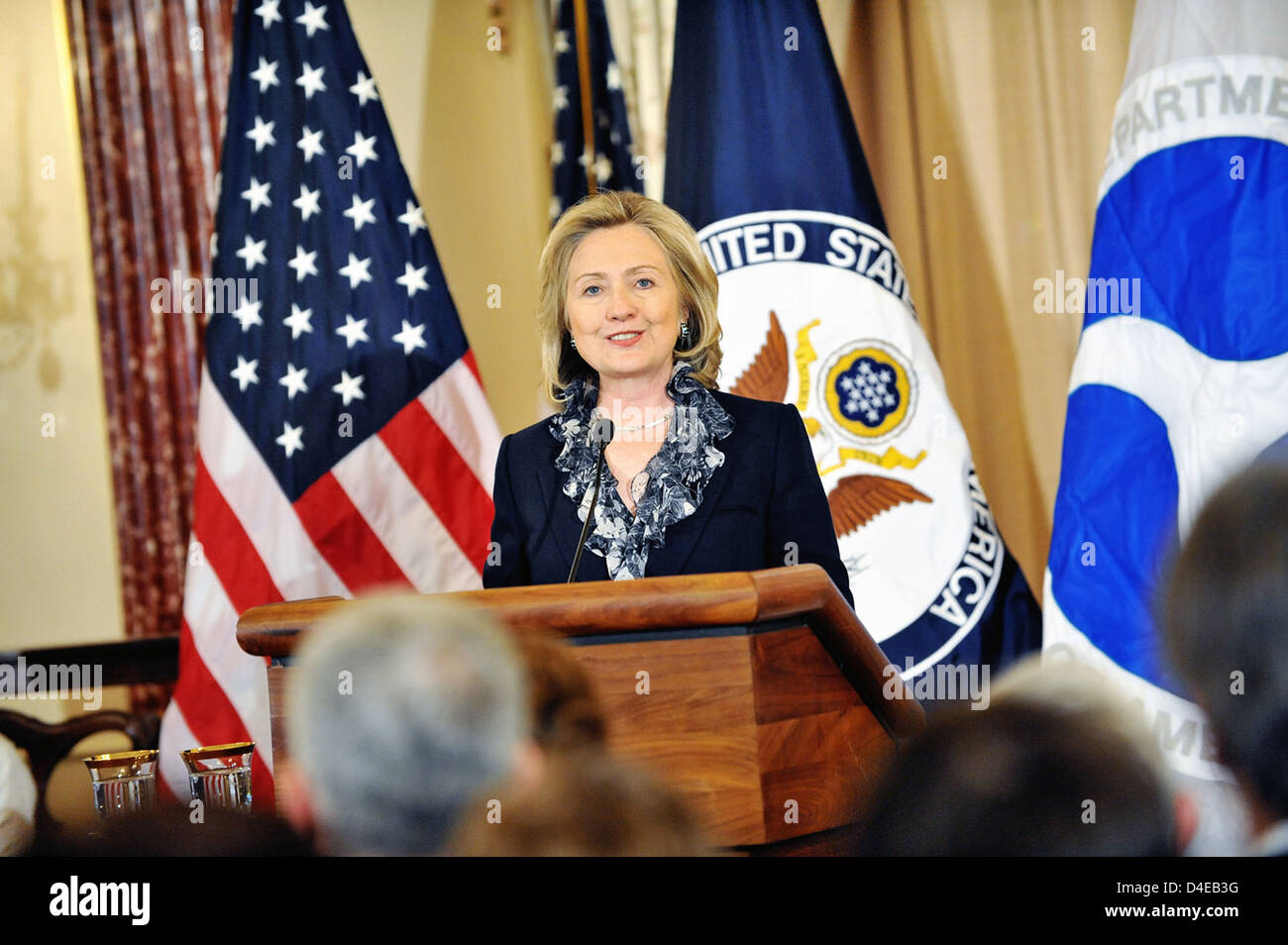 Secretary Clinton Delivers Remarks at Open Skies Ceremony Stock Photo ...