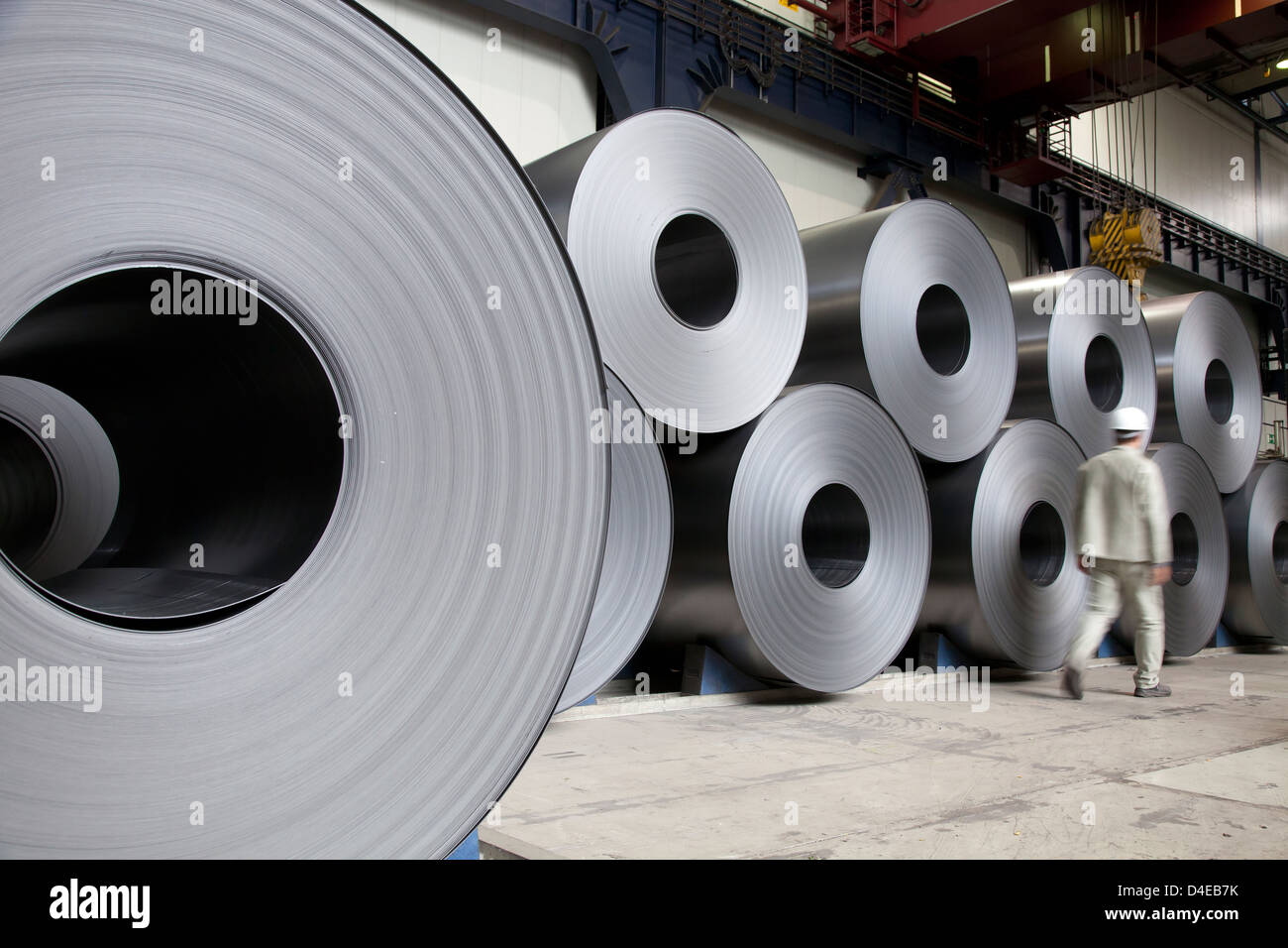 Duisburg, Germany, finished steel coils in the stock of ThyssenKrupp