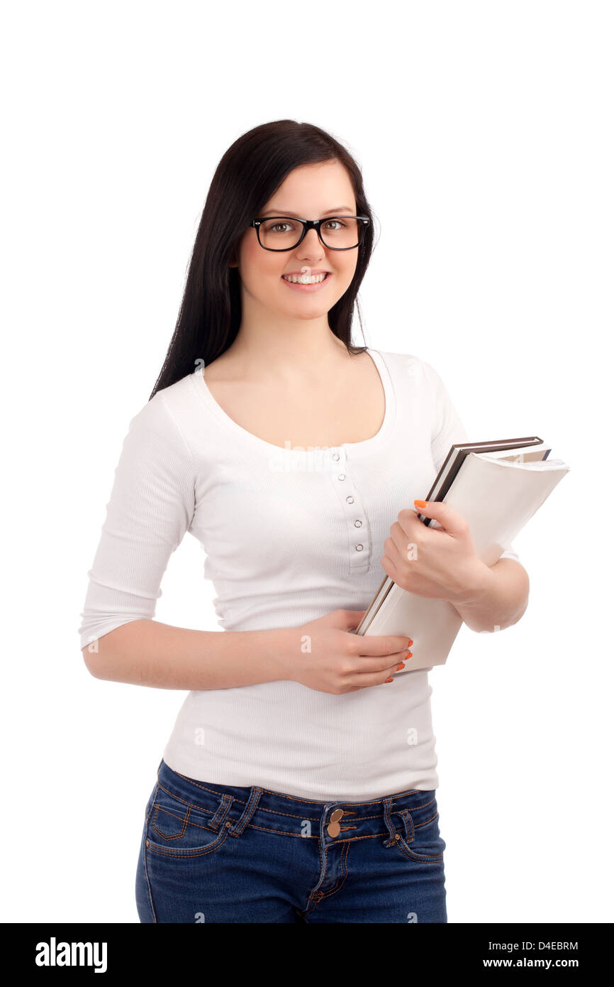 Portrait of female student with books Stock Photo - Alamy