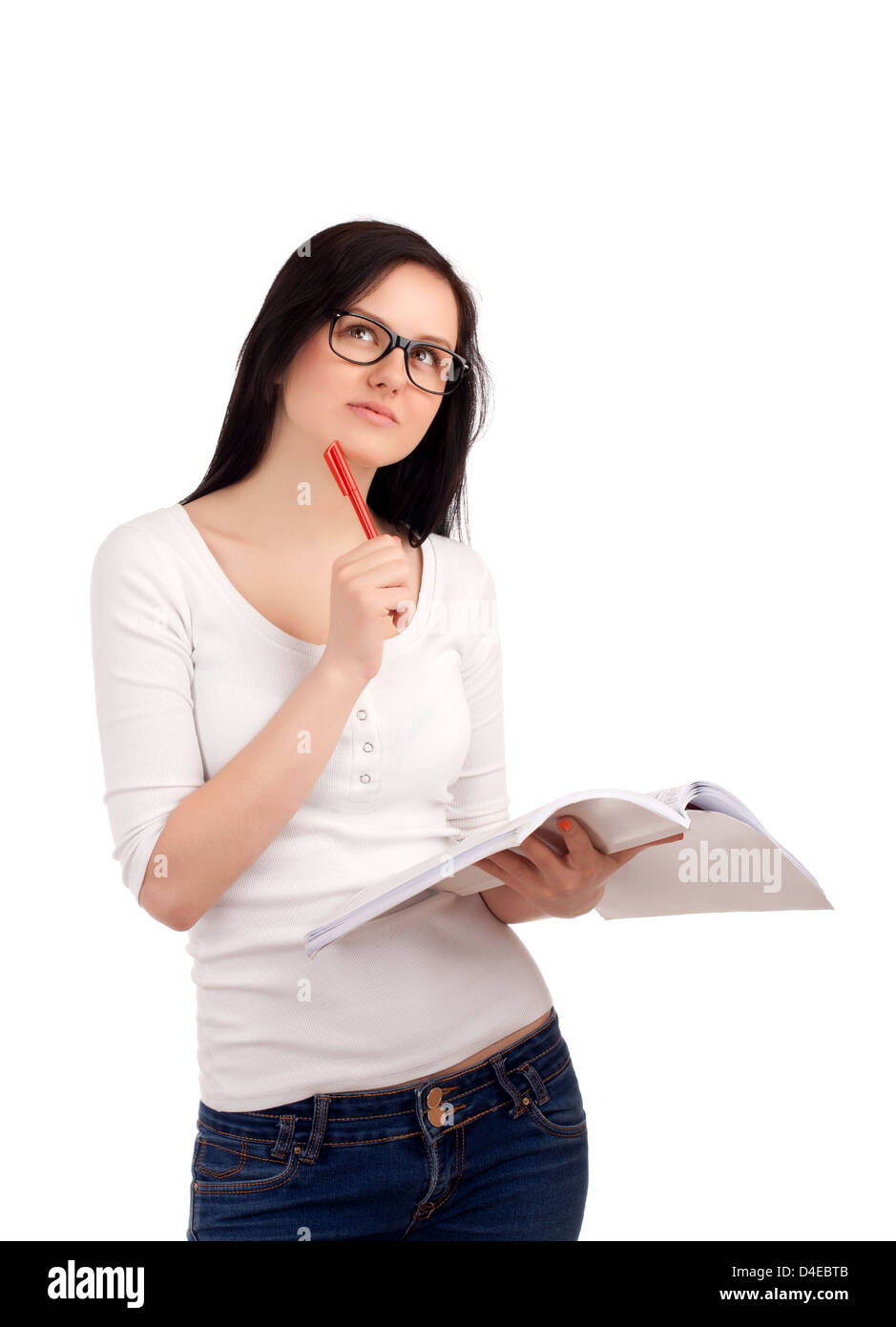 Portrait of female student with books Stock Photo - Alamy