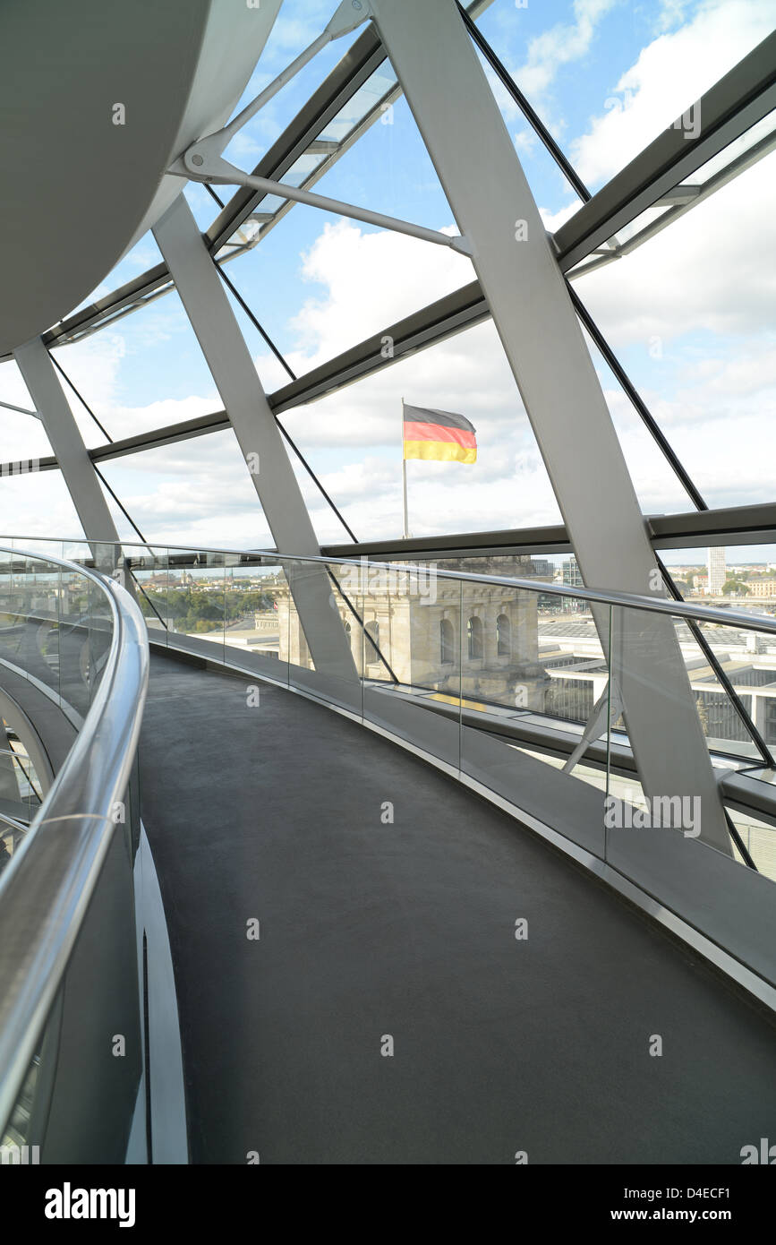 The spiral ramp in the dome of Berlin parliament (Germany). Stock Photo