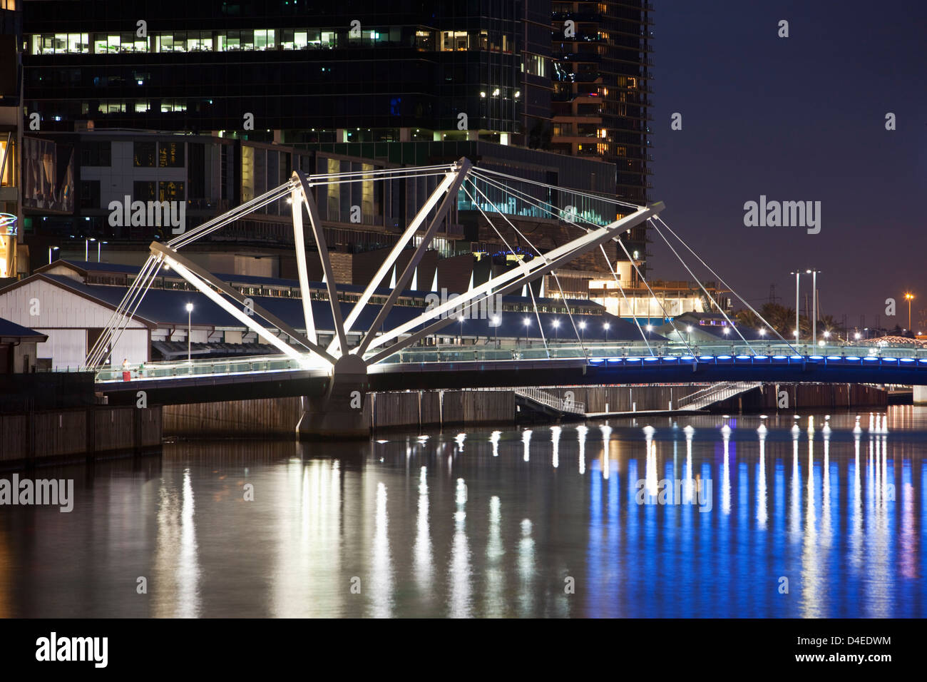 The Seafarers Bridge - a footbridge connecting Docklands with South Wharf. Melbourne, Victoria, Australia Stock Photo