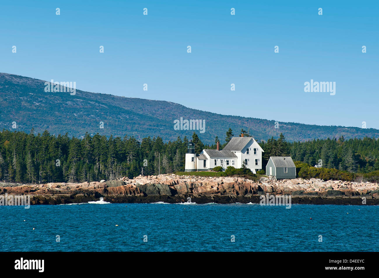 Mark Island Lighthouse Winter Harbor Maine Me Usa Stock Photo