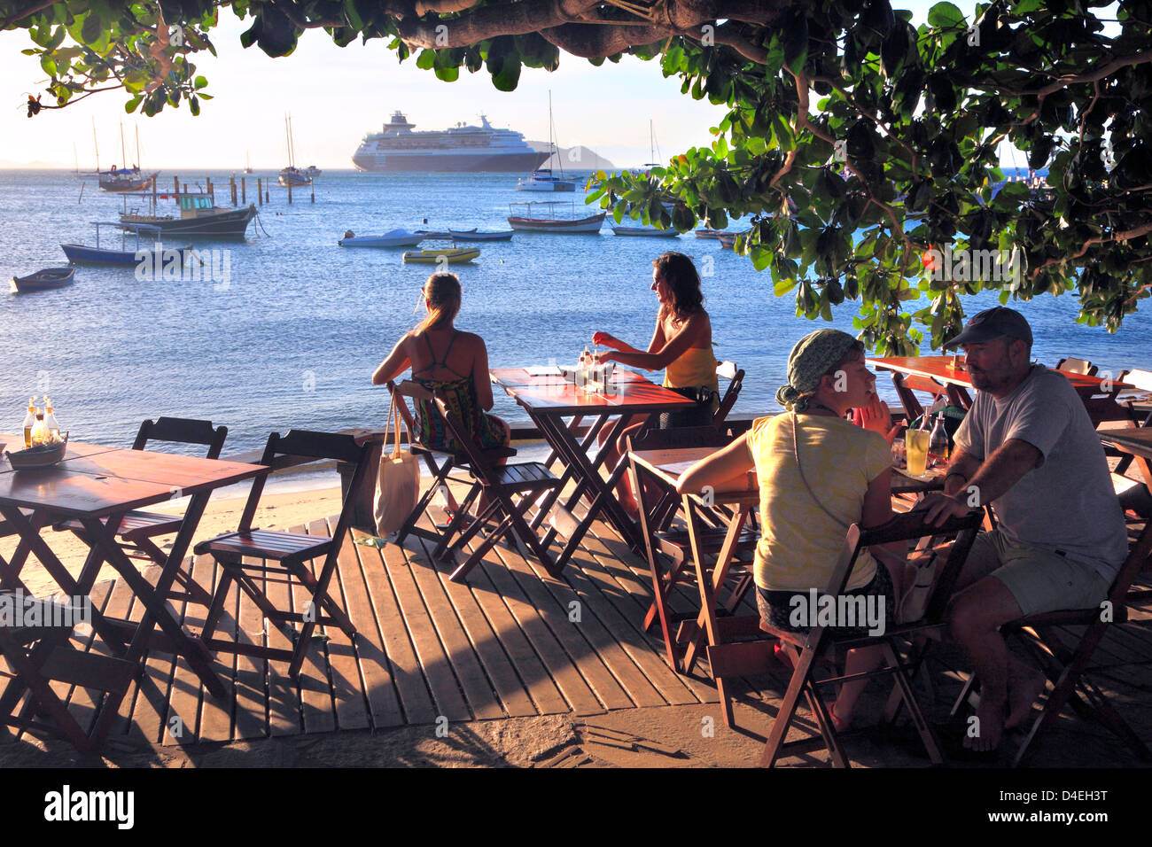 Bar at Buzios center beaches, Rio de Janeiro, Brazil. Stock Photo